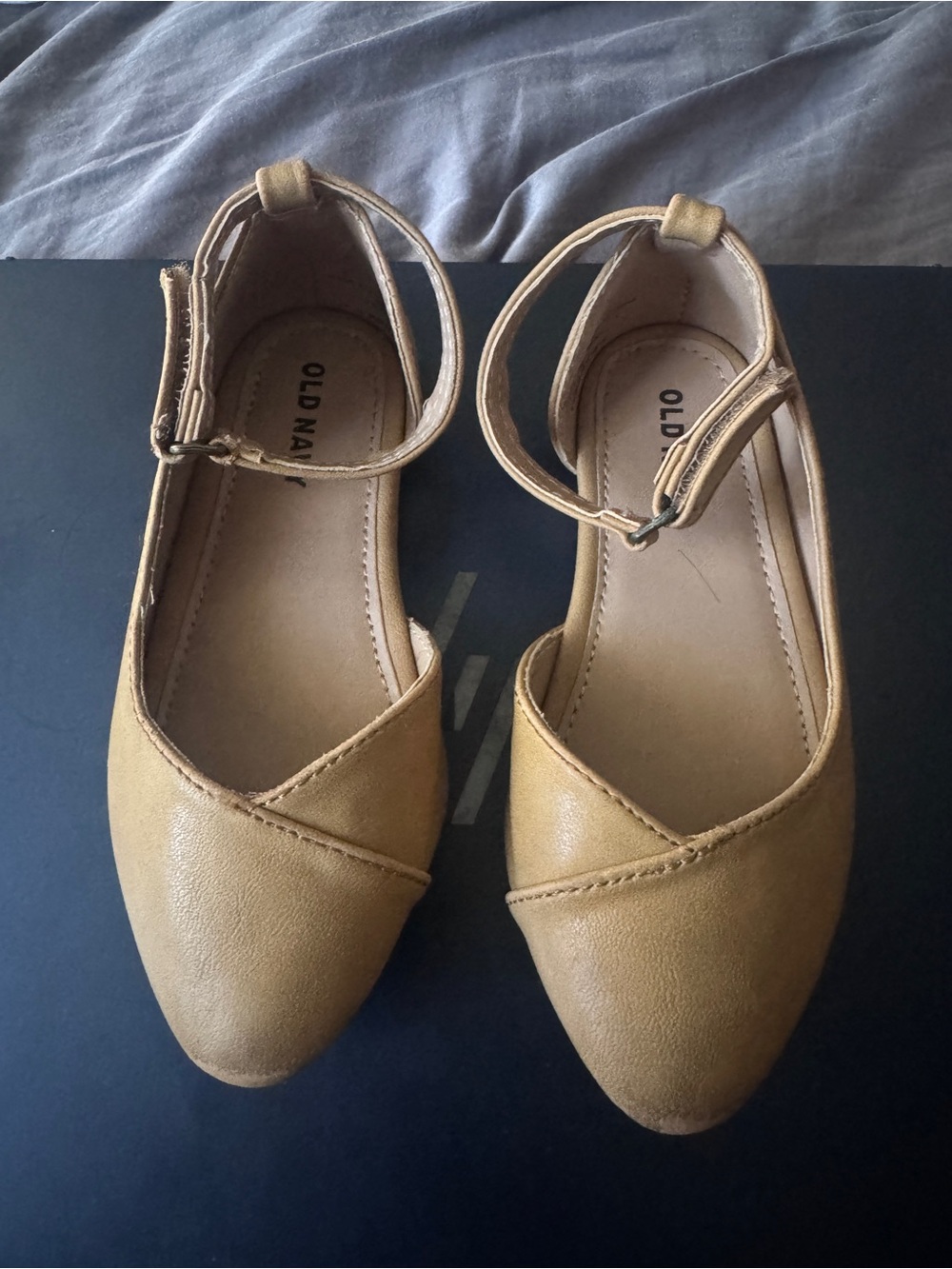 Old Navy Girls Tan Ankle-Strap Pointed Flats - Light Brown